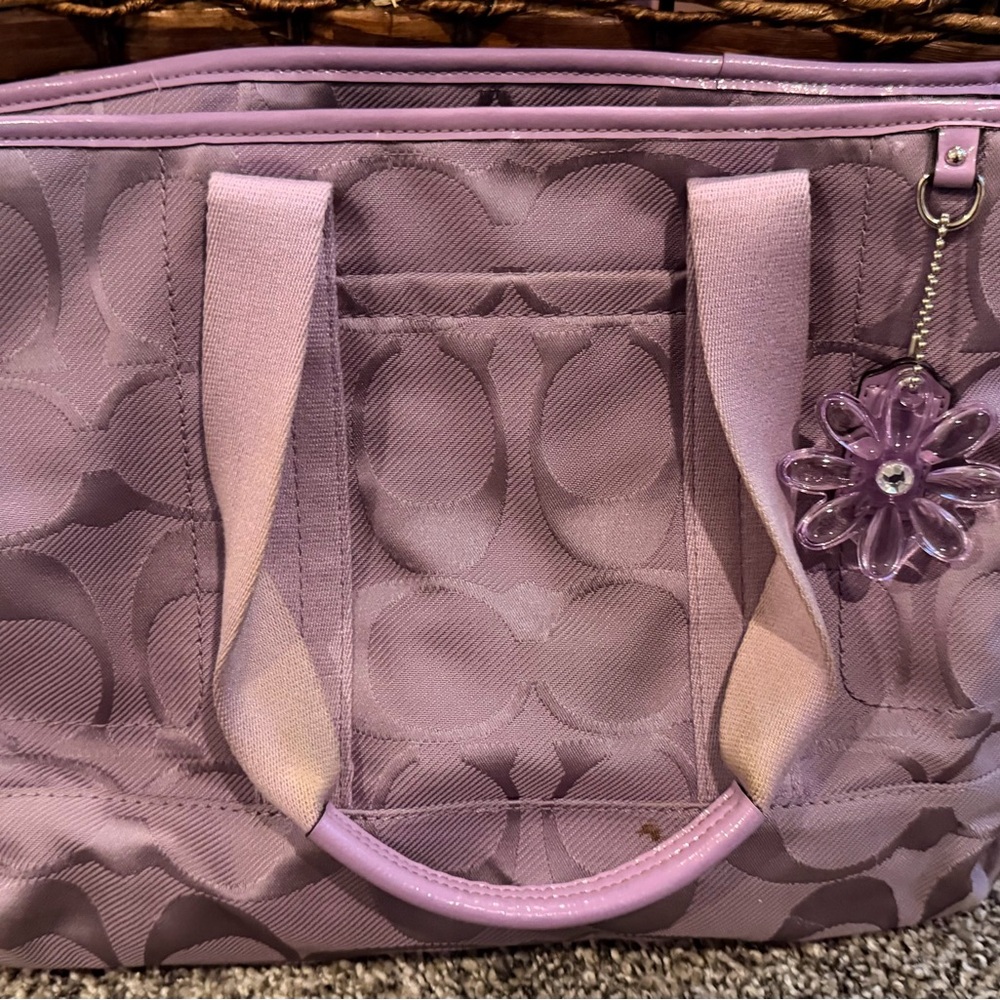 Elegant Purple Coach Women's Bag with Bag Charm